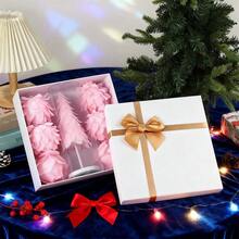 7Pcs Christmas Ornaments Set Tabletop Christmas Tree And Hanging Balls Decor For Farmhouse Home Holiday Party - Pink - View 2
