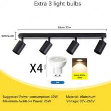 CANMEIJIA Spot encastré au plafond GU10, lampe de plafond moderne en aluminium, spots simples/doubles/triples/quadruples, noir/blanc, avec ou sans ampoules, installation facile, convient pour couloir, entrée, vitrine, pièce, cuisine, hall d'exposition, salle de lecture, salle à manger, bar, chambre, café, salon, magasin de vêtements