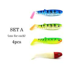 4 件逼真的软诱饵，9 厘米/6 克，带尾巴摆动，逼真的尾巴设计，适用于湖泊和海洋钓鱼、咸水和淡水、钓鱼装备和配件 - 彩色 - 查看 21