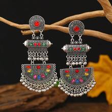Pendientes largos con diseño de diamante de imitación cuenta con fleco - Multicolor - Ver 6