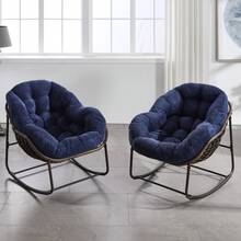 Hängesessel aus Rattan für den Außenbereich, gepolsterter Sitz mit Armlehnen für Veranda, Wohnzimmer, Terrasse, Garten