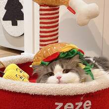 Pisică Burger bandă de susținere guler animal de companie Halloween costum decorativ bandă de susținere pentru pisică pălării cosplay rochie