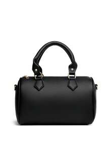 2024 New Fashion Classic Clown Solid Color PU Waterproof Material Letter Graphic Print Decor Dual Handle Pillow Shape Bag With Animal Pendant, Suitable For Shopping, Can Be Worn Crossbody. Suitable For Shopping, Wallet, Young Women, College Students, Newlyweds, White-Collar. Very Suitable For Office, School, Work, Business, Commuting, Outdoor Activities, Travel And Outing. - Black - View 5