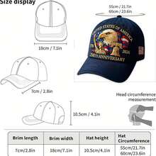 250th Anniversary Men's Patriotic Baseball Cap - Embroidered American Eagle And 50 Stars And 13 Stripes Design, Embroidered 1776-2026, Suitable For Men And Women, Perfect Gift For Halloween, Fridays, History Enthusiasts, And Patriotic Events - 黑色的 - 查看 4