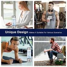 Botella de agua de hidrógeno recargable portátil, electrólisis rápida de 3 minutos, botella de agua rica en hidrógeno, 460 ml para viajes, oficina, ejercicio, beber (New-Black) - Plateado - Ver 7