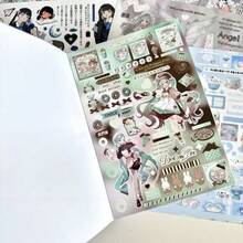32sheets Korean Die-Cutting Stickers Book Frosted Sparkling Multiple Styles Collection Decorative Stickers - Color - View 7