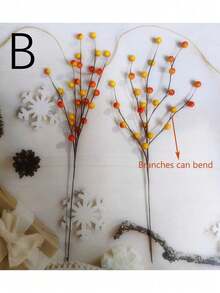 2 piezas de 16.5 pulgadas de ramas artificiales con bayas de calabaza, decoración del hogar de otoño y Acción de Gracias, bayas naranjas para decoración del hogar, decoración de boda, decoración de ambiente de festival de cosecha, relleno de jarrón de otoño - Multicolor - Ver 3