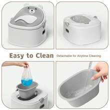 3-In-1 Toddler Potty Training Toilet Seat, Adjustable, Foldable Potty Chair Adapter With Ergonomic Design And Space-Saving Structure For Kids, Boys And Girls - 灰色 - 查看 5
