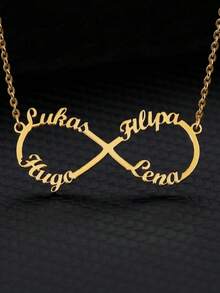 1 Peça Colar Personalizado de Aço Inoxidável com Coração Duplo e Dois Nomes, Dourado, Prata ou Rose Gold, Colar Personalizado, Gargantilha Personalizada, Presente de Aniversário para Melhor Amiga, Presente de Noivado, Presente de Casamento, Presente de Joia do Dia dos Namorados
