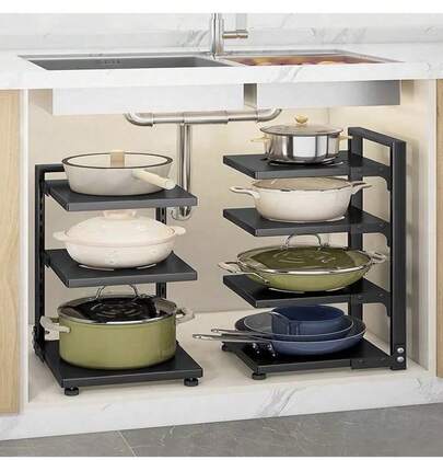 Organizador de ollas y sartenes para debajo del gabinete, organizador de ollas y sartenes, organizador de ollas y sartenes, soporte para ollas debajo del fregadero para organización de cocina