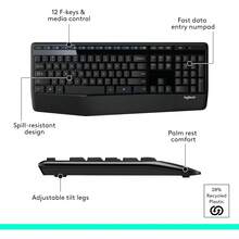 Logitech Logitech MK345 Wireless Keyboard And Mouse Combo With Palm Rest, 2.4 GHz USB Receiver, Compatible With PC, Laptop