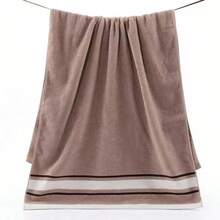 1pc 100% Pure Cotton Bath Towel, Super Soft, Size 27.55 X 55.11 Inches-High-Density, Thick, Highly Absorbent Beach Towel, Suitable For Couples, Families, Poolside, Beauty Salons, Hotels, Bathrooms, Spas, And Hot Tubs-Modern Style, 350g/M², Spacious Design, Plush Texture, Skin-Friendly Towel. - Multicolor - View 7