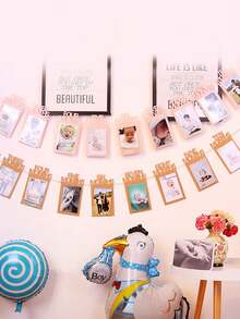 1set-1st Birthday Baby Photo Banner For Newborn To 12 Months, Monthly Milestone Photograph Bunting Garland, First Birthday Celebration Decoration,Boy Girl Photo Frame,Baby Shower