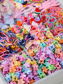 975件/套 女孩及青少年基础彩色发饰套装，包括发圈、发夹、发卡、发卡，适合日常使用和送礼。 - 彩色 - 查看 4