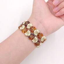 Fashion Maple Leaf Elastic Strap Band Compatible With 38/40/41mm And 42/44/45/49mm Series 9/8/7/6/5/4/3/2/1, Stretchy Bracelet Replacement Band, Designed For Women And Girls