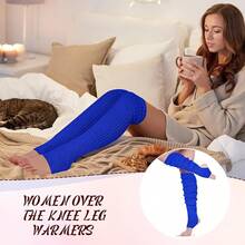 Long Leg Warmers Women 24 Inch Over Knee Knit Ribbed Leg Warmer Stirrup Yoga 80s Party Dance Ballet Supply - Sapphire - 查看 2