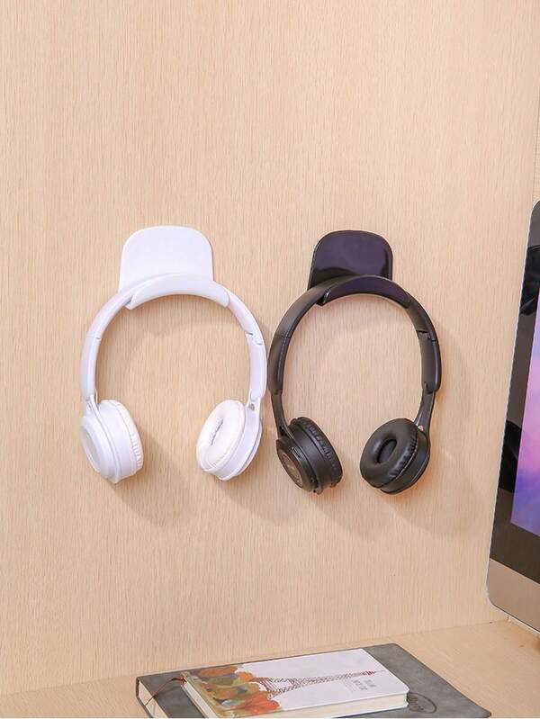 Innovative, Easy-Install Wall-Mounted Headphone Stand - Sleek, No-Drill Design For Gaming & Office Use, Utility Hooks