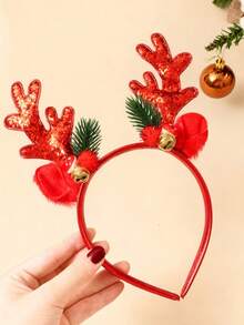1 Pc Girls Christmas Deer Antler Headband Holiday Decoration Gift Headband Hair Accessories Headdress Suitable For Holiday Matching