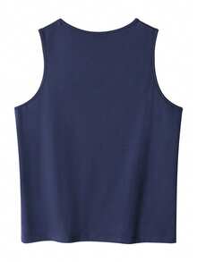 GRDR Men's Vacation Casual Narrow Shoulder Coconut Tree Print Tank Top - Navy Blue - View 4