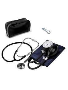 Monitor de presión arterial con estilo de brazo manual con estetoscopio, portátil para uso en el hogar - Negro - Ver 10