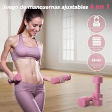 Mancuernas Ajustables para Mujer, 4 in 1 Set de Mancuernas, 2.5kg*2 Juego de Aancuernas de Peso Libre, Cada Una de 2 kg, 3 kg, 4 kg, 5 kg, con de Goma de ABS y Guantes para Ejercicio en Casa - rosa - Ver 11