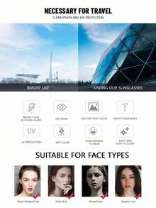 1pc Large Frame Square Retro Women's Glasses, Full Frame Versatile Personalized Fashion Glasses, Suitable Vacation Travel Beach Accessories - 8367-đen - Xem 3