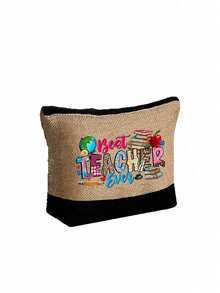 Sac à main avec motif d'enseignant avec bandoulière et sac à cosmétiques, cadeau de la fête des enseignants, sac fourre-tout de rangement décontracté portable, sac de courses multifonction, sac cadeau personnalisé avec poches latérales, sac de plage avec foulard, sac de rangement de voyage simple, sac à bandoulière, sac à cosmétiques de voyage : idéal pour le maquillage en extérieur ! Cadeau de remise des diplômes - Multicolore - Voir 12