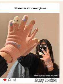 1 paire de gants sans doigts épais en tricot mignon et multicolore. Gants polyvalents et décontractés pour femmes, compatibles avec les écrans tactiles, parfaits pour les trajets quotidiens, le cyclisme en extérieur, les courses, les anniversaires, Noël, les fêtes. Chauds et coupe-vent, gants d'hiver parfaits pour femmes. - Multicolore - Voir 5