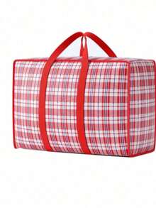 حقيبة تخزين قابلة للطي بسعة كبيرة ومطبوعة بنمط مربعات، سميكة ومقاومة للماء والبلى، مناسبة لعدة سيناريوهات مثل الانتقال والسفر، ضرورية للتخزين المنزلي