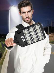 12000W Solar Powered Super Bright 18000lm Outdoor Street Light, Industrial Lighting Wall Lamp With Lithium-Ion Battery, Solar Panel Charging, Long-Lasting All-Night Illumination, Motion Sensor, 3 Lighting Modes, Suitable For Home, Yard, Garage Lighting - 28/120/264/352/440/528 LED - Black - View 13