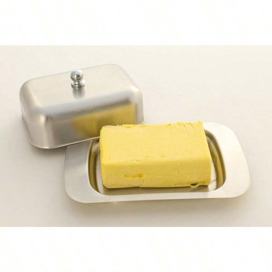 Stainless Steel Lid Zoie +  Stainless Steel Butter Dish with Easy to Hold Lid