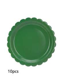 10pcs/20pcs/50pcs Dark Green Plates Paper 7 Inch Scalloped Green Paper Plates Dessert Cake Plate Cute Party Plate 9 Inch Dinner Plates For Wedding Birthday Holiday Event Festival Party Supplies