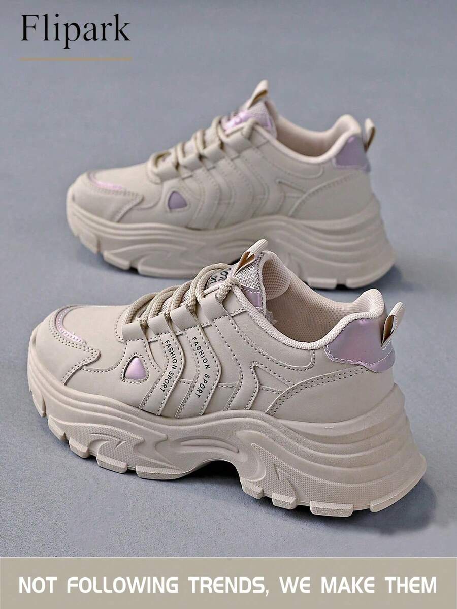 Flipark [抢眼热销]双色厚底厚底运动鞋！提升和修身 + 轮廓，街头时尚必备，百搭女士运动风休闲轻便运动鞋，适合学生