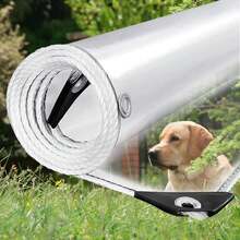 Clear Tarp With Grommets, Transparent Heavy Duty Tarpaulin Cover With Reinforced Edge, Thickened Tear Resistant PVC Vinyl Tarp For Patio Porch Camping Greenhouse And Outdoor