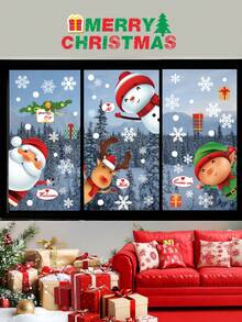 2Sheets82 件圣诞窗贴花套装 - 圣诞老人、驯鹿、雪人和雪花图案、PVC 玻璃贴花、无残留节日贴花、室内/室外使用、节日装饰 | 充满活力的节日图案 | 无残留粘合剂、圣诞装饰品、玻璃圣诞窗贴花、圣诞贴纸装饰、节日圣诞老人驯鹿派对贴花