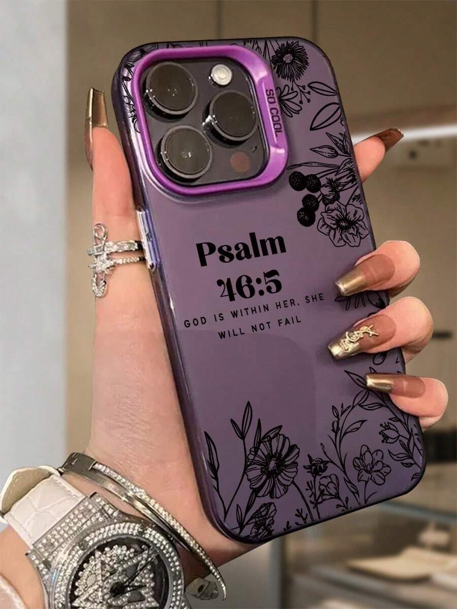1PC Psalm 46:5 Scripture Clear IMD Protective Painted Phone Case For IPhone 17 Pro Max 17 Pro 16 Pro Max 15 Pro Max 14 Pro Max 13 Pro Max 12 Pro 11 Pro Inspirational Christian Gift With Colorful Laser Back Religious Phone Case Fall Decor - 紫色 - 查看 1