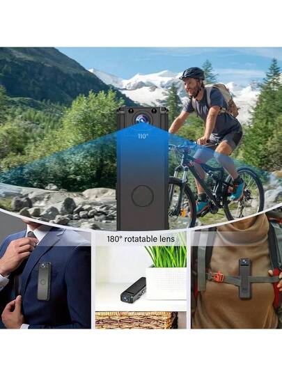 1pc Multifunctional Portable Body Camera, Intelligent Mini 1080P High Definition The Lens Can Rotate 180 Degrees, Functions Of Permanent Recording, Night Vision Wide Angle, USB Charging Law En cement, Security, Cycling, Travel Recording Life. view 5