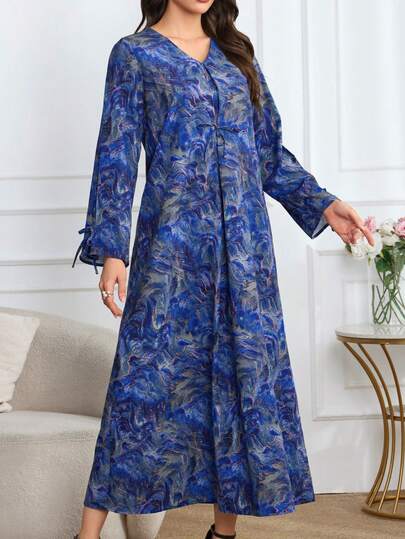 Vestido longo maxi boho com estampa floral para a primavera de 2025, modelo solto e moderno para o outono, com cinto, perfeito para férias, ocasiões casuais, festas, praia, formaturas e eventos noturnos.