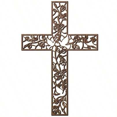 POJHK Yookeer Wooden Wall Hanging Cross Flower Pigeon Religious Home Living Room Decor Rustic Wooden Wall Cross Decoration For Home  Halloween