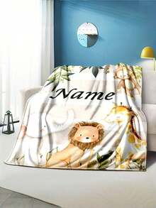 1 Peça Cobertor Personalizado com Nome Impresso: Designs de Animais Fofos - Cobertor Macio e Quente Personalizado para Cama, Sofá, Piquenique e Mais - Lavável em Todas as Estações, Presente Ideal Único e Personalizado para Família, Filho, Filha, Amigos, Sofá, Cama, Carro, Banheiro, Respirável, Leve