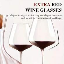 2/4/6pcs Luxury Crystal Red Wine Glass Set, 15oz Large Clear Burgundy, Smooth Rim, Lead-Free, Reusable, Hand Wash Only, Ideal For Travel, Bar, Home, Gifts