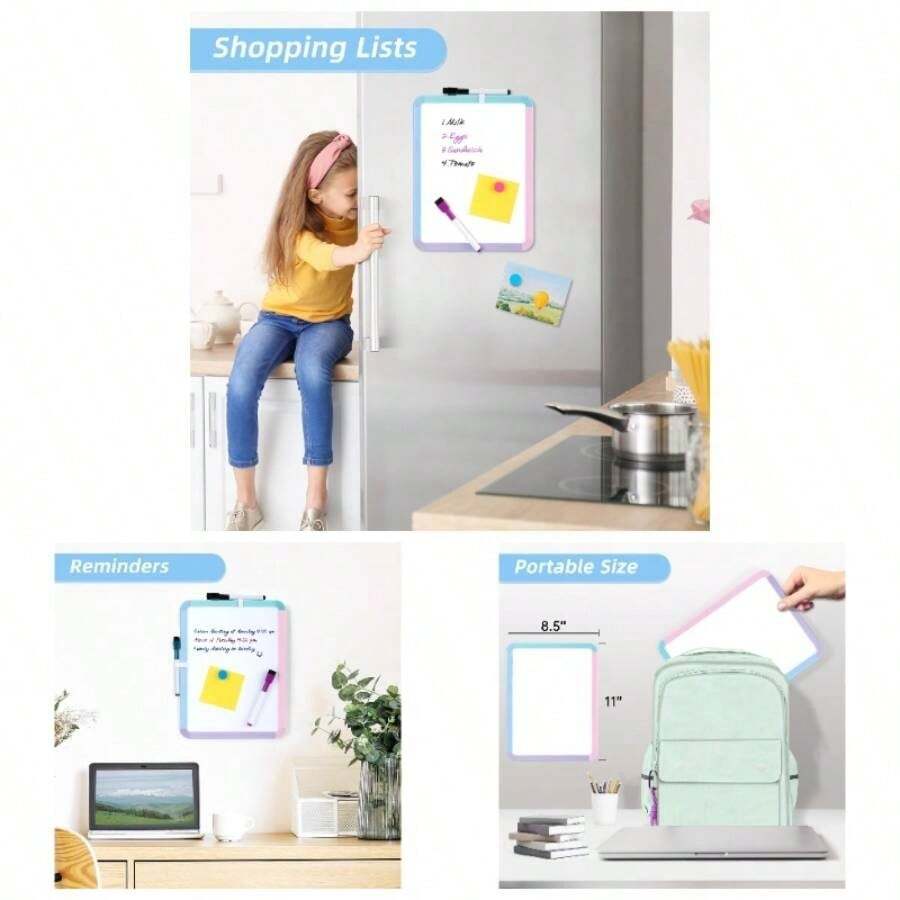Lot De 2 Mini Tableaux Blancs Effaçables 9x12 Pouces - Aluminium - Pour Enfants/Étudiants