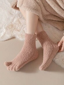 1 par de calcetines de dedo para mujer para correr, calcetines atléticos con cabina suave, calcetines gruesos y acogedores de punto para el invierno, regalo para mujer, otoño