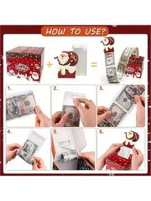 1 Pack Christmas Money Pull-Out Gift Box - Surprise Cash Holder For Friends & Family, Festive Party Accessory, Paper Material, No Batteries Required, Featherless, Christmas Surprise Gift, Christmas Gift