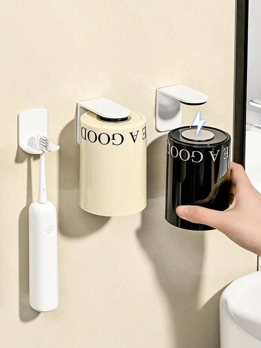 1pc Magnetic Hanging Rinse Cup, Minimalist Toothbrush Holder, Home Bathroom Sink Cup Rack, Bathroom Decor, Autumn Decor, Halloween Gift, Christmas Gift - Multicolor - View 1