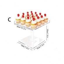 1pc Acrylic Dessert Display Stand, Transparent Square Paper Cup Cake Cookie Tray, Wedding Birthday Party Sweet Treat Display Rack, Self-Service Dessert Table Storage Tray - Transparent - View 7