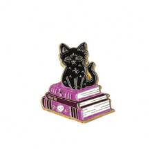 1pc Halloween Magical Book & Cat Brooch, Cute Cartoon Badge Accessory Brooch, Versatile Decoration For Bags, Clothes And More Christmas Gift Men Gifts Bag Pins