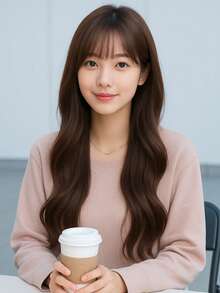 Natural And Beautiful Straight And Soft Curls / Bangs Create A Slimming Effect. Perfect For Korean And Japanese Styles. 65cm / Natural Brown / Smooth, Subtle Shine, And A Natural Finish / Perfect For Everyday Use, Cosplay, Events, And Photography. Lightweight And Breathable Net Cap For Comfort. Natural Flow And Volume Create A Natural Look.