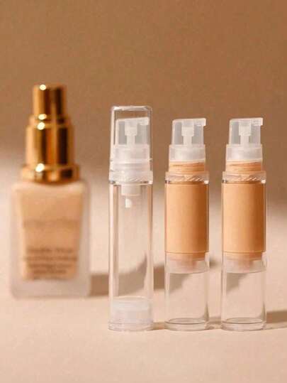 3pcs/Set Airless Pump Bottles For Travel, Lotion, Cream, Mist, Sunscreen, Suitable For Liquid Foundation, 0.17oz, 0.34oz, 0.51oz, Includes Portable Makeup Tools, Halloween & Christmas Themed