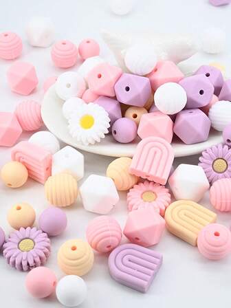 Silicone Bead Set, Suitable For DIY Jewelry Making - Focus Beads For Pens, Necklaces, And Keychains - Craft Gift Kit Beads, Spacer Beads For Jewelry Making